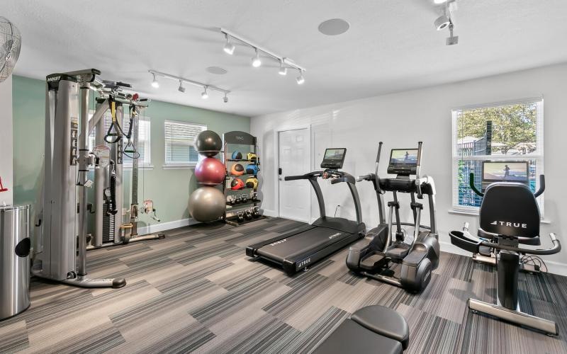 a room with exercise equipment