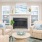 a living room with a fireplace